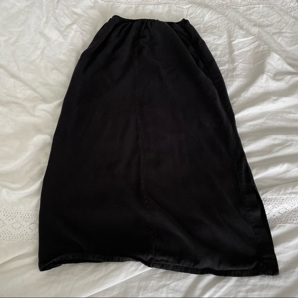 Bryn Walker MEDIUM Maxi Skirt Long Black Tencel Slits Lagenlook